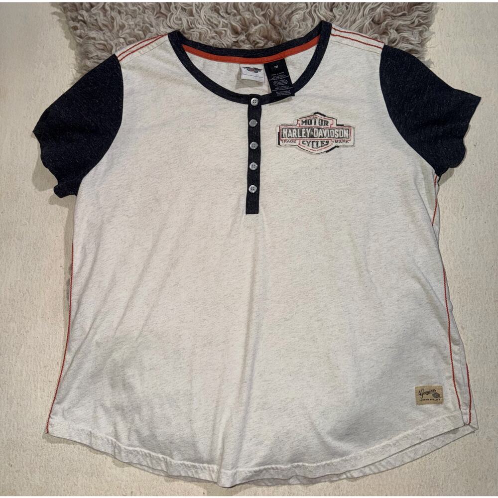 Harley Davidson women’s vintage cream & black short sleeve top - Picture 11 of 16